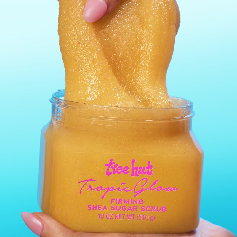 Treehut Tropic Glow Shea Sugar Scrub, Exfoliating & Hydrating Body Scrub with Shea Butter, Radiant Glow, Warm Scent, 18 oz - Image 3